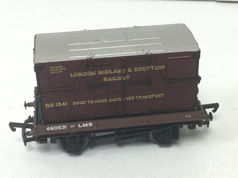 Bachmann 33-404 OO Gauge LMS 1 Plank Wagon w Container