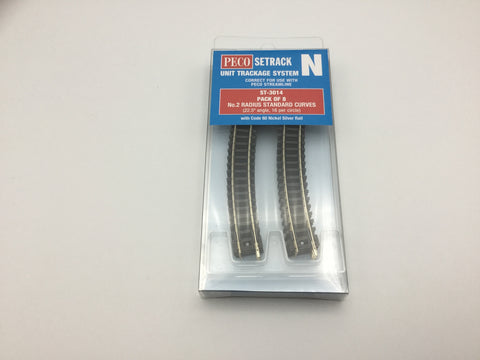 Peco ST-3014 N Gauge Pack of 8 ST-14 2nd Radius Standard Curve Track