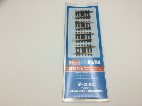 Peco ST-2003 OO Gauge Pack of 4 ST-203 Special Short Straight Track