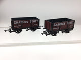 Hornby R6005 OO Gauge 7 Plank Wagons Charles Stott x2