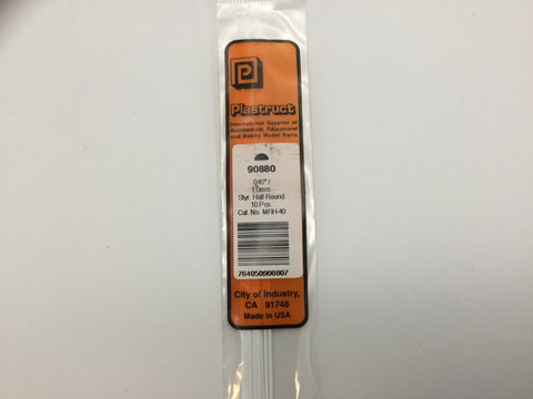 Plastruct 90880 (MRH-40P) Styrene Half Round Rod 1.0mm x250mm 10pc