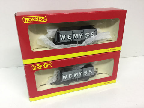 Hornby R6327A/R6327B OO Gauge 7 Plank Wagons WEMYSS No 2866 & 2867