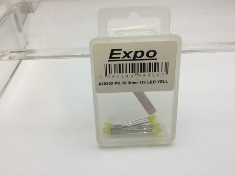 Expo A25202 10 x Yellow 3mm 12v LED