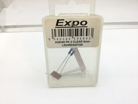 Expo A25240 2 x 5mm Clear LEDs