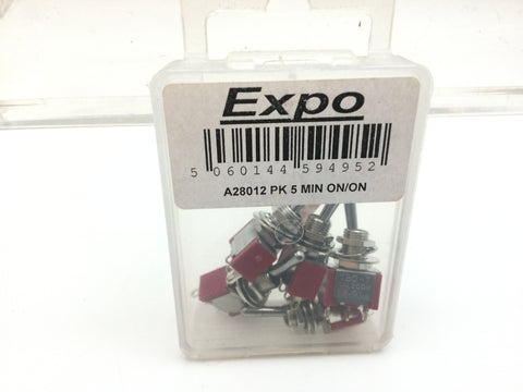 Expo A28012 Pack of 5 SPDT Miniature Changeover Switches. 2 Position