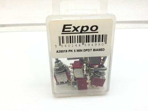 Expo A28016 Pack of 5 DPDT Miniature Biased Switches