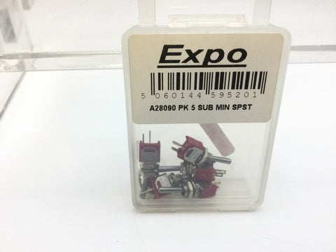 Expo A28090 Pack of 5 SPST Sub Miniature Switches. 2 Positions