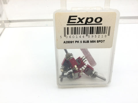 Expo A28091 Pack of 5 SPDT Sub Miniature Switches. 2 Positions