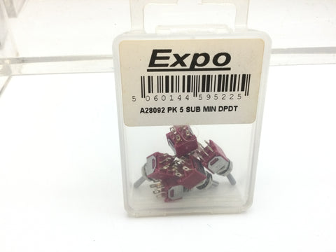 Expo A28092 Pack of 5 DPDT Sub Miniature Switches. 2 Positions