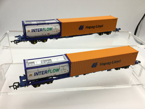 Hornby R6557 OO Gauge KFA Container Wagon Hapag-Lloyd/Interflow x2