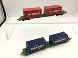 Bachmann 37-321A OO Gauge Intermodal Wagons Hyundai/CMA CGM