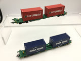 Bachmann 37-321A OO Gauge Intermodal Wagons Hyundai/CMA CGM
