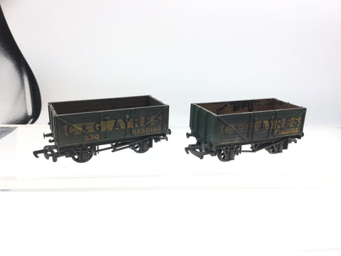 Replica 13204 OO Gauge 7 Plank Wagon C&G Ayres, Reading x2 Weathered