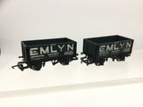 Hornby R118 OO Gauge 7 Plank Open Wagon Emlyn, Swansea x2