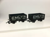 Hornby R118 OO Gauge 7 Plank Open Wagon Emlyn, Swansea x2