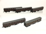 Graham Farish 621/631 N Gauge Maroon Mainline Coaches x5