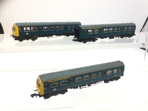 Graham Farish 371-510 N Gauge BR Blue 3 Car Class 101 DMU (NEEDS ATTN)
