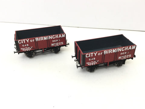 Hornby R6513 OO Gauge 7 Plank Open Wagon City of Birmingham (Link Coupl)x2