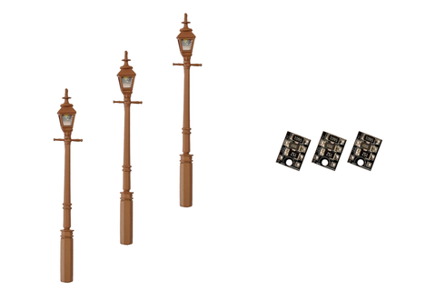 DCC Concepts LML-GSBN OO Gauge Gas Street/Platforms Lamps - Brown (Pack 3)