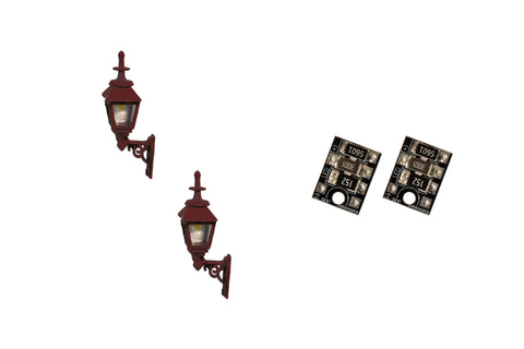 DCC Concepts LML-GWMR OO Gauge Gas Wall Lamps - Maroon (Pack 2)