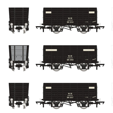 Accurascale 2832 OO Gauge P7 Hopper - NCB (Brodsworth) Black, with white planks - Triple Pack