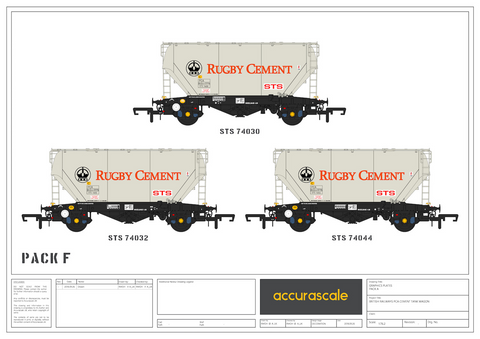 Accurascale 2025RG-F OO Gauge Rugby Cement PCA Wagon Triple Pack F