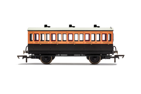 Hornby R40108 OO Gauge LSWR, 4 Wheel Coach, 3rd Class, Fitted Lights, 302 - Era 2