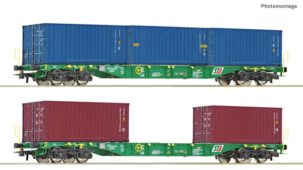 Coffret de 2 wagons porte-containers Double ÖBB - R76927 - Roco