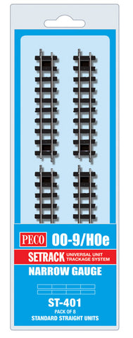 Peco ST-401 OO-9 Gauge Standard Straight Track Units (Pack 8)