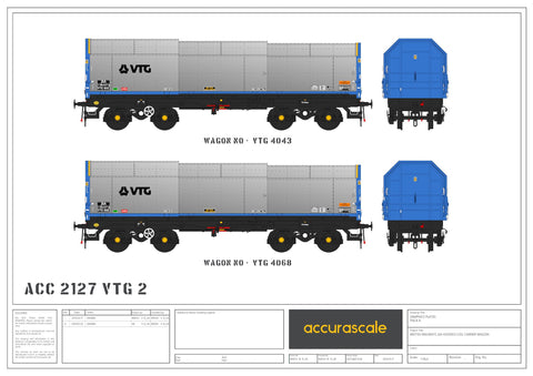 Accurascale 2127VTG2 OO Gauge JSA Bogie Covered Steel Wagon Twin Pack - VTG 2