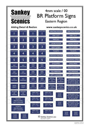 Sankey Scenics BRPS ER4 OO Gauge BR Platform Signs Eastern Region