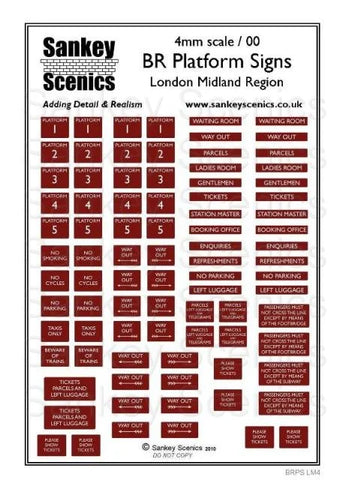 Sankey Scenics BRPS LM4 OO Gauge BR Platform Signs London Midland Region