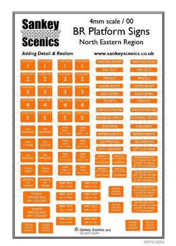 Sankey Scenics BRPS NER4 OO Gauge BR Platform Signs North Eastern Region