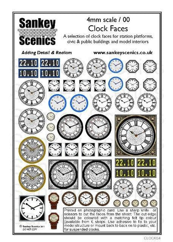 Sankey Scenics CLOCKS4 OO Gauge Clock Faces