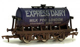 Dapol 4F-031-018 OO Gauge 6 Wheel Milk Tank Wagon Express Dairy Weathered