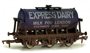 Dapol 4F-031-018 OO Gauge 6 Wheel Milk Tank Wagon Express Dairy Weathered