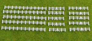 Gaugemaster GMKD13W N Gauge White Farm Rail Fencing 86mm x 5 Lengths