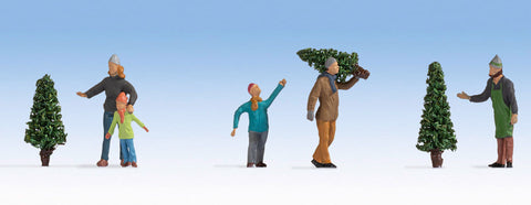 Noch 15927 HO/OO Gauge Selling Christmas Trees Figures Set