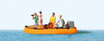 Preiser 10764 HO/OO Gauge Family in Rubber Dinghy (4) Figures